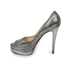 Sandales  T 39.5 CHRISTIAN LOUBOUTIN en python argent