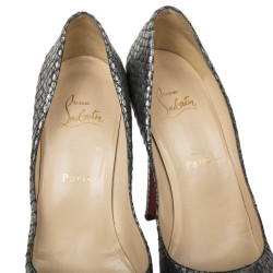 Sandales compensées t 39.5 CHRISTIAN LOUBOUTIN en python argent