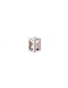 HERMES cage d'H pendant in beige lacquered palladium plated metal