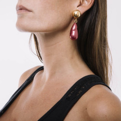 Boucles d'oreille pendantes roses SANS MARQUES