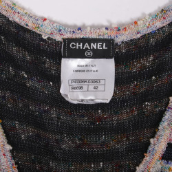  CHANEL T 42 sleeveless knit dress in multicolored and night-blue fabric