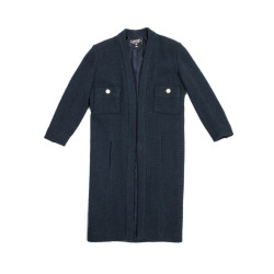 CHANEL straight cut coat in blue wool size 36 