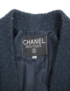 Manteau CHANEL T 36 en laine bleu