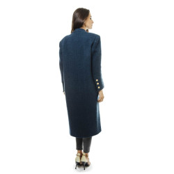 CHANEL straight cut coat in blue wool size 36 