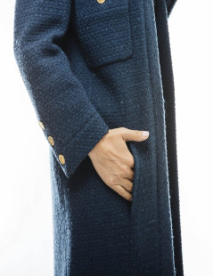 CHANEL straight cut coat in blue wool size 36 