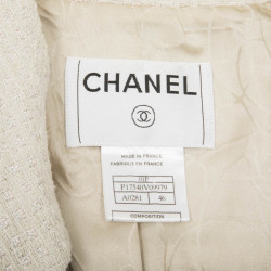 Veste CHANEL T 46 tweed ivoire irisé 