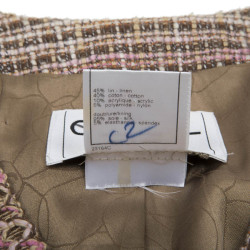 CHANEL jacket 38FR in beige and pink tweed