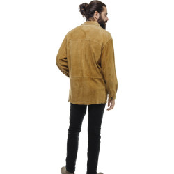 FRANCK NAMANI  gold suede shirt jacket