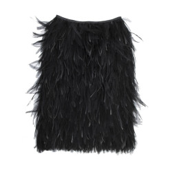 YVES SAINT LAURENT skirt in black swan feathers size 40FR