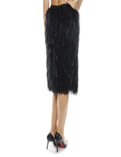 YVES SAINT LAURENT skirt in black swan feathers size 40FR