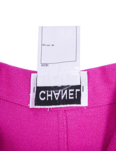 CHANEL blouse and skirt fuchsia silk size 36FR