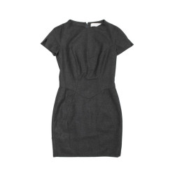 Robe YVES SAINT LAURENT en laine grise T38