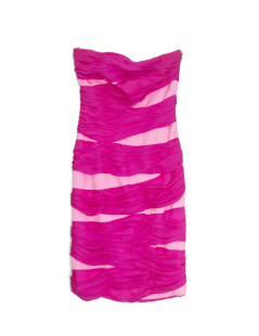 Robe bustier de cocktail  t40 UNGARO en soie rose neon