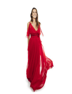 Robe du soir ELIE SAAB rouge en voile de soie