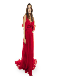 Robe du soir ELIE SAAB rouge en voile de soie