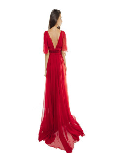 ELIE SAAB evening dress in red chiffon size 38FR