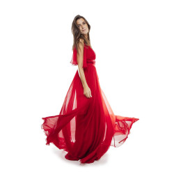 Robe du soir ELIE SAAB rouge en voile de soie