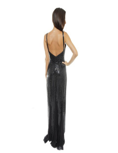 ALMA Couture T 42IT/38 FR evening gown in black sequined silk