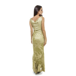 CHRISTIAN DIOR evening gown in green silk and embroidery size 36EU