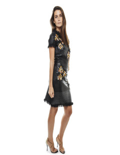 Chanel 'Paris Monaco' collection black embroidered dress in wool and silk Size 36FR