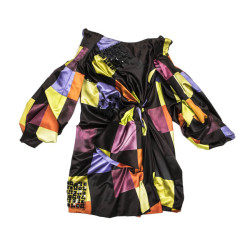 CHRISTIAN LACROIX couture dress in multicolored satins size36