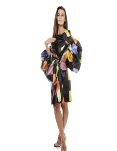 CHRISTIAN LACROIX couture dress in multicolored satins size36