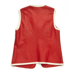 Gilet HERMES sport T40fr cuir rouge et crème vintage