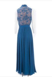 ELIE SAAB evening dress in blue silk size 38FR