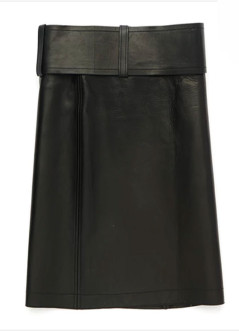 CELINE t 38 black leather wide belt skirt