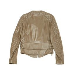 BALENCIAGA 38FR perfecto jacket in taupe lamb leather