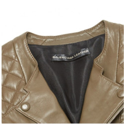 BALENCIAGA 38FR perfecto jacket in taupe lamb leather