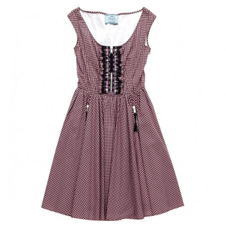 Robe PRADA T 42 à carreaux rose et noir