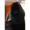 Sac GUCCI en cuir lisse noir et anse "bambou"