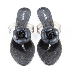 Sandales CHANEL T 40 gris et paillettes