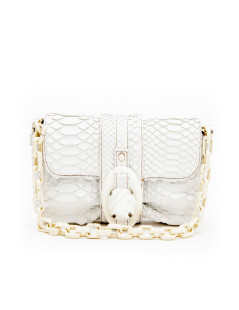 Sac baguette  LANVIN en python blanc