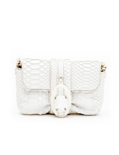 Sac baguette  LANVIN en python blanc