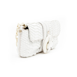 Sac baguette  LANVIN en python blanc