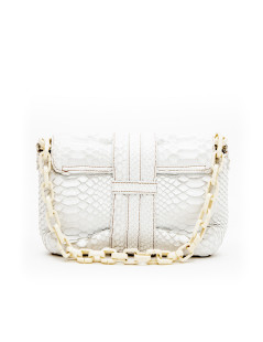 Sac baguette  LANVIN en python blanc