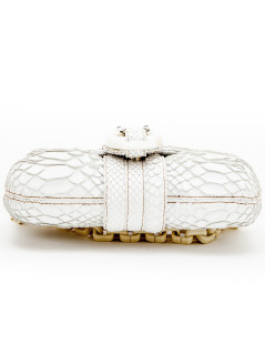 Sac baguette  LANVIN en python blanc