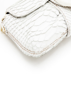 Sac baguette  LANVIN en python blanc