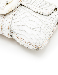 Sac baguette  LANVIN en python blanc