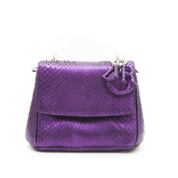 CHRISTIAN DIOR double flap bag in metallic purple python leather