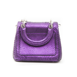 CHRISTIAN DIOR double flap bag in metallic purple python leather