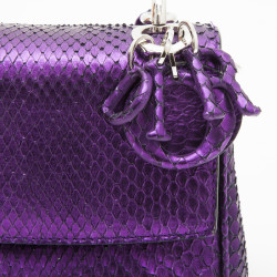 CHRISTIAN DIOR double flap bag in metallic purple python leather