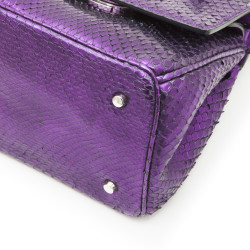 CHRISTIAN DIOR double flap bag in metallic purple python leather