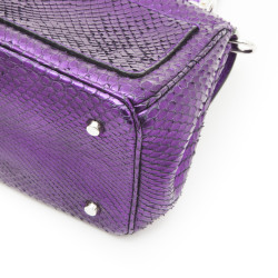 CHRISTIAN DIOR double flap bag in metallic purple python leather