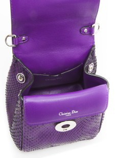 CHRISTIAN DIOR double flap bag in metallic purple python leather