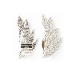 Boucles d'oreille clips AZZARO décor de feuilles pavées de strass