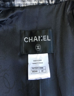 Veste CHANEL T 40 en tweed gris foncé et gris clair 