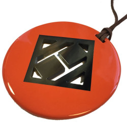 HERMÈS H round pendant in orange lacquered wood